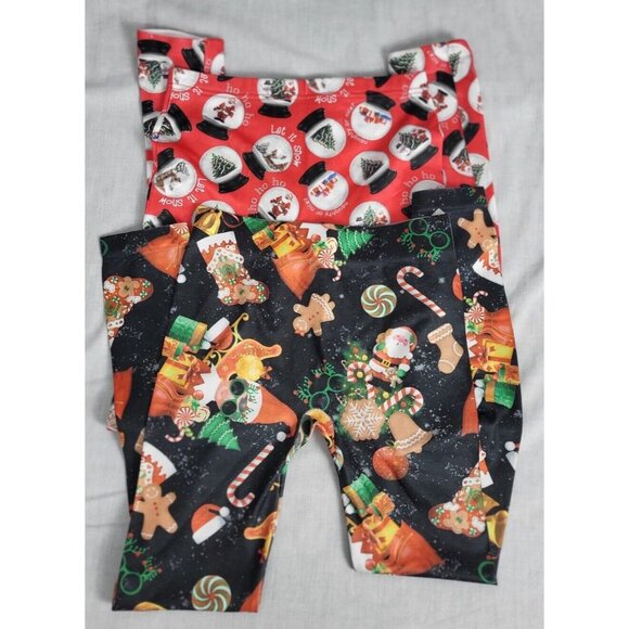 (2) Santa Holiday Christmas leggings Yoga Pants Womens Sz S/M Exercise workout - Picture 4 of 6